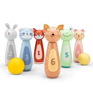 Дървен боулинг с животни - New Classic Toys