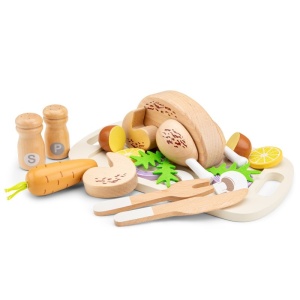 Дървен комплект за игра, Печено пиле - New Classic Toys