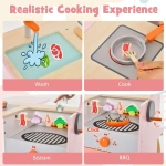 Дървена кухня с ресторант и аксесоари, 2 в 1, Costway 8