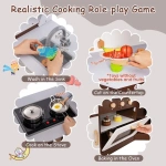 Детска дървена кухня със звуци и светлини, кафява, Costway 4