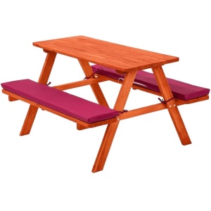 Детска дървена маса с пейки и меки възглавници, Ginger Home