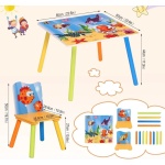 Детска дървена маса с 2 столчета, Морско дъно, Ginger Home 8