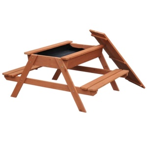 Дървена маса с вграден пясъчник и пейки, 2 в 1, Ginger Home