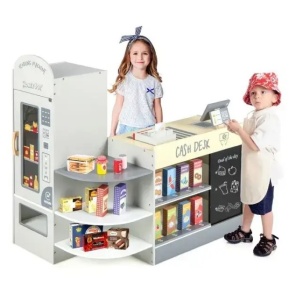 Детски дървен магазин с вендинг машина, Costway