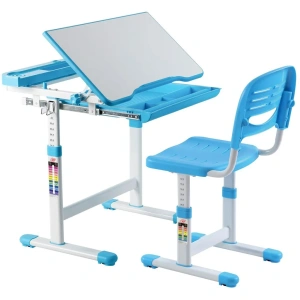 Детско метално бюро със стол, син, Costway