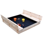 Дървен пясъчник с пейки и сгъваем капак, голям, Ginger Home