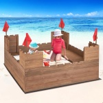 Дървен пясъчник с пейки, Замък, Costway 2