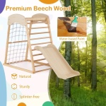 Дървена катерушка с пързалка, натурална, 4 в 1, Costway 6