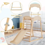 Дървена катерушка с пързалка, натурална, 4 в 1, Costway 7