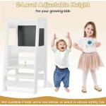 Обучителна монтесори кула, бяла, 2 в 1, Costway 7