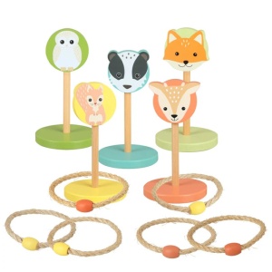 Дървена игра с рингове и горски животни, Orange Tree Toys