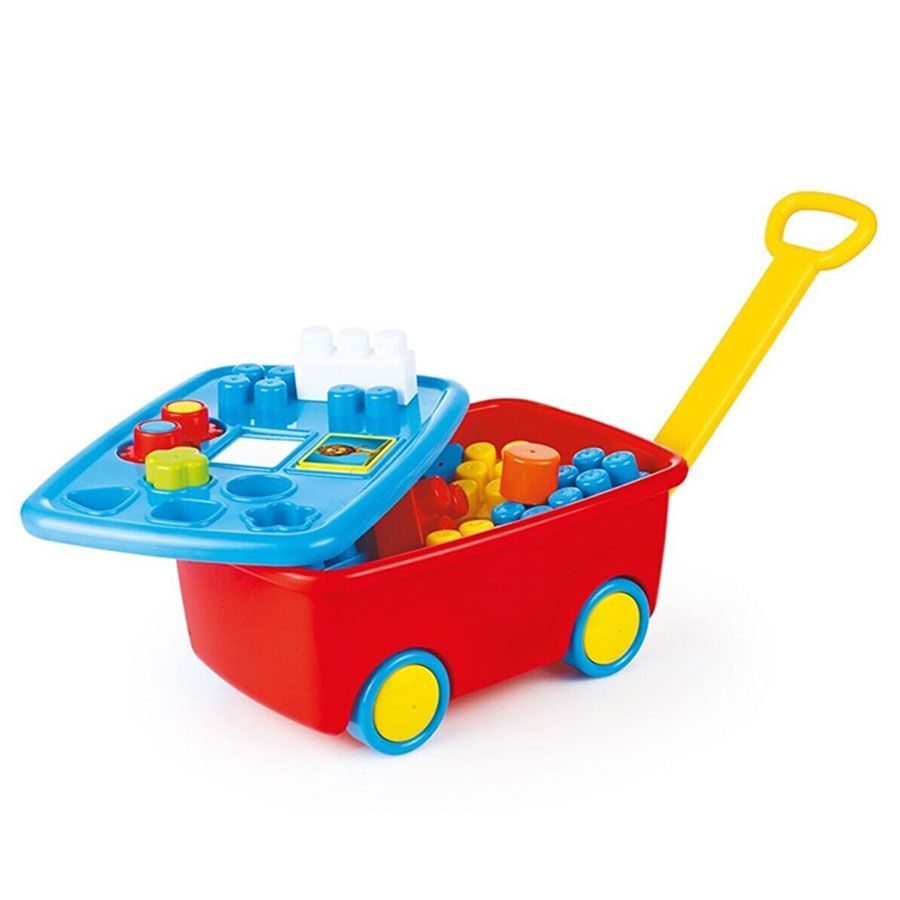 kolichka-za-darpane-s-konstruktor-i-sorter-dolu-toys-50994-1 Dolu Toys Количка за дърпане с конструктор и сортер