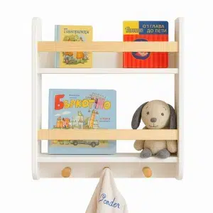 Стенна етажерка със закачалки, Бяла, Ginger Home 4