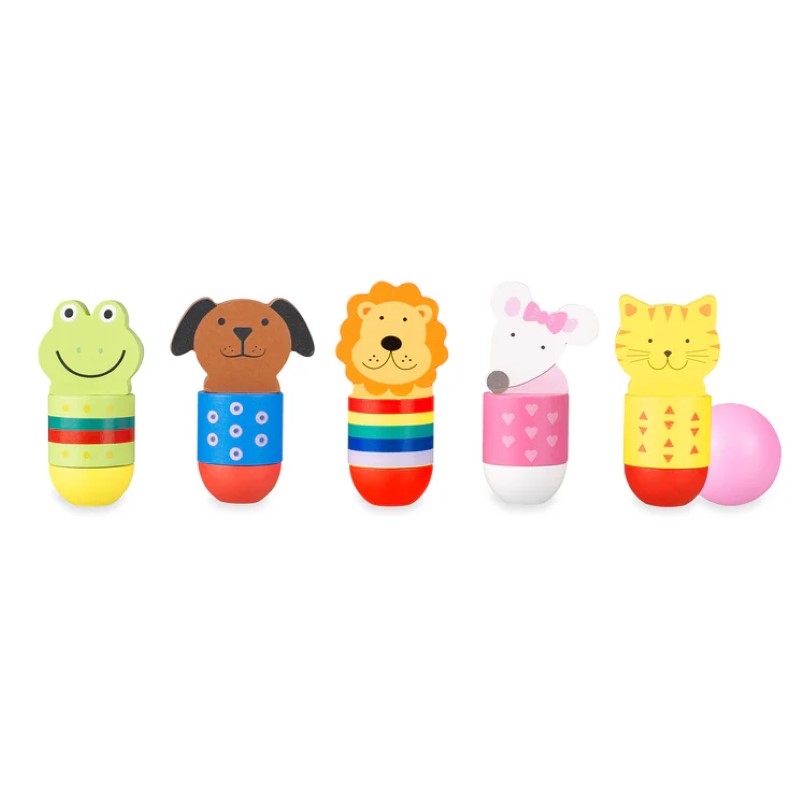 darven-mini-bouling-s-zhivotni-orange-tree-toys-ott03655 Дървен мини боулинг с животни, Orange Tree Toys