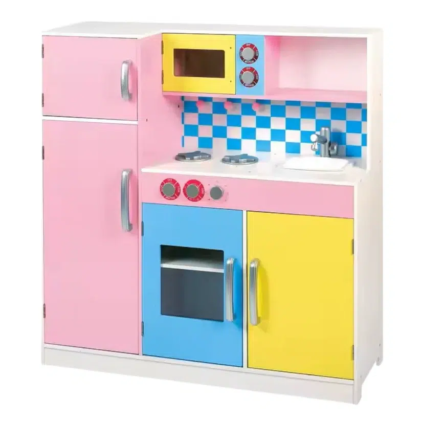 detska-dyrvena-kuhnya-s-tzveten-dizain-gonger-home-tf5251 Детска дървена кухня за игра, цветна, Ginger Home