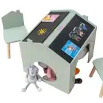 Детска маса с черен плот за рисуване и 2 столчета, Къщичка, Ginger Home 4
