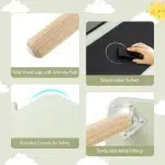 Детска маса с черен плот за рисуване и 2 столчета, Къщичка, Ginger Home 8