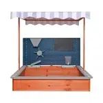 Дървен пясъчник подвижен сенник и дъска с аксесоари, Ginger Home 1