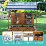 Дървен пясъчник подвижен сенник и дъска с аксесоари, Ginger Home 9