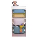 Шкаф с 4 кутии за съхранение на играчки, Бял, Ginger Home 7
