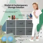 Дървен скрин с 6 текстилни кутии, Ginger Home 11