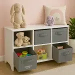 Дървен скрин с 6 текстилни кутии, Ginger Home 7