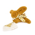 Плюшено зайче с кърпа за гушкане 16 см, жълто, Doudou