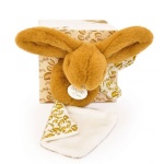 Плюшено зайче с кърпа за гушкане 16 см, жълто, Doudou 2