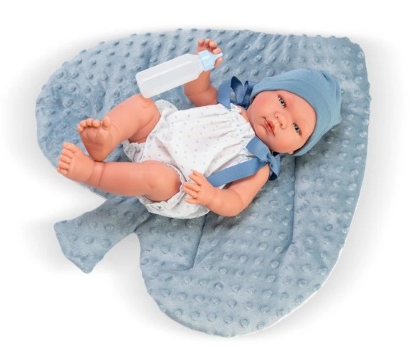 kukla-bebe-pablo-s-byal-gashterizon-i-meka-vazglavnitza-43-sm-asi-dolls-0367961 Asi Кукла бебе Пабло с бял гащеризон и мека възглавница, 43 см 0367961