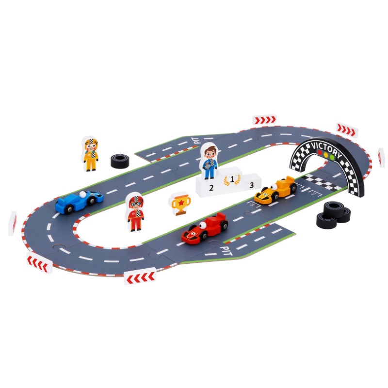 darvena-igra-sastezanie-s-kolichki-tooky-toy-tj100-1 Дървена игра Състезание с колички, Tooky Toy tj100-1