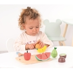 Детска дървена дъска с плодове за рязане Lelin Toys L40292