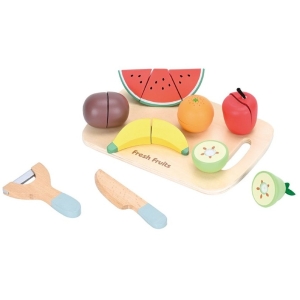 Детска дървена дъска с плодове за рязане Lelin Toys L40292 2