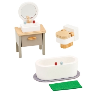 Lelin Toys Дървени мебели за игра, Баня