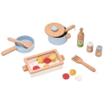 Комплект с дървени съдове за готвене Lelin Toys L40315 2