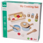 Комплект с дървени съдове за готвене Lelin Toys L40315 3