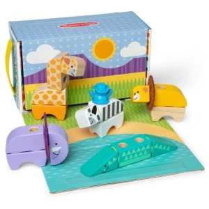 Дървен конструктор Сафари, 34 части, Melissa and Doug
