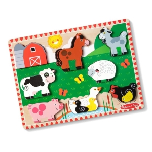 Дървен пъзел с 8 части Селскостопански животни, Melissa and Doug 37235-1