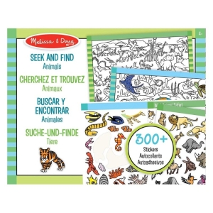 Книжка за оцветяване със стикери Животни, Melissa and Doug 40152-1