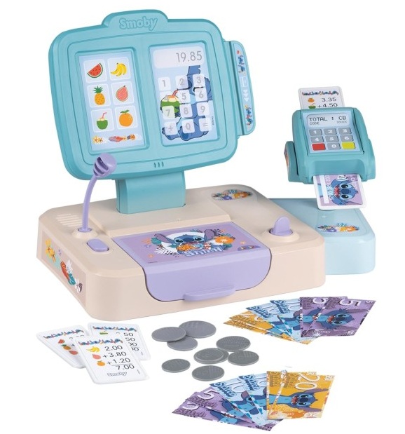 detski-elektronen-kasov-aparat-stitch-smoby-7600350119 Детски електронен касов апарат Stitch, Smoby 7600350119