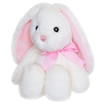 Aurora Плюшено бяло зайче с розова панделка, 20 см, 170962b-1