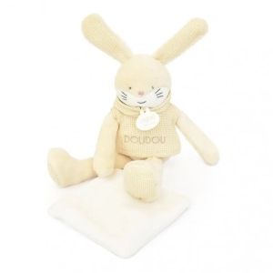 Плюшено зайче за гушкане с кърпичка Doudou Sweety, 25см, Doudou 241860-1