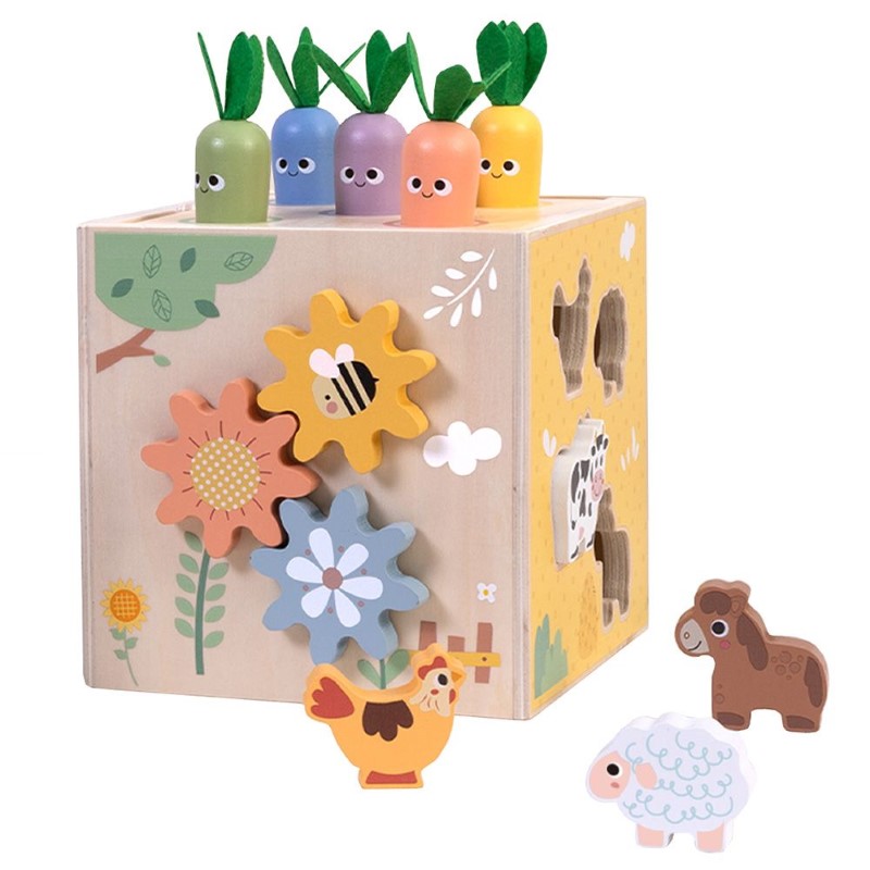 darven-didakticheski-kub-ferma-tooky-toys-TP551 Дървен дидaктически куб Ферма, Tooky Toys TP551