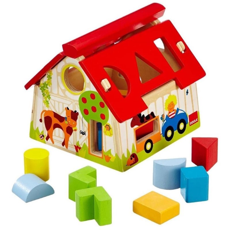 darven-sorter-s-geometrichni-formi-ferma-goula-552208-3 Дървен сортер с геометрични форми Ферма, Goula 552208-3