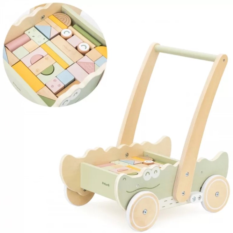 darvena-prohodilka-2-v-1-kroki-viga-toys-44278-1 Дървена количка-проходилка с цветни блокчета Кроки, Viga Toys 44278