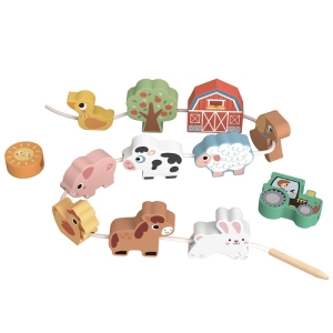 Детска дървена играчка за нанизване Ферма, Tooky Toys TP512-1
