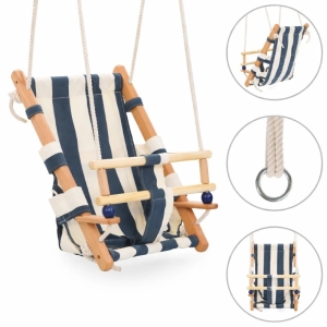 Детска дървена люлка с памучна седалка, Тип шезлонг, Ginger Home JXS-3026-2