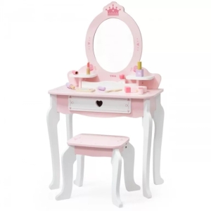 Детска дървена тоалетка за принцеси с табуретка, Viga Toys 44782-1