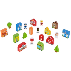 Детски дървен конструктор Град, Tooky Toys TK144-3