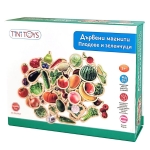 Дървени магнитни плодове и зеленчуци, 50 броя, Lelin Toys skc2241