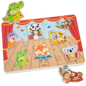 Дървен пъзел със звуци, Оркестър, Viga Toys 44760-1